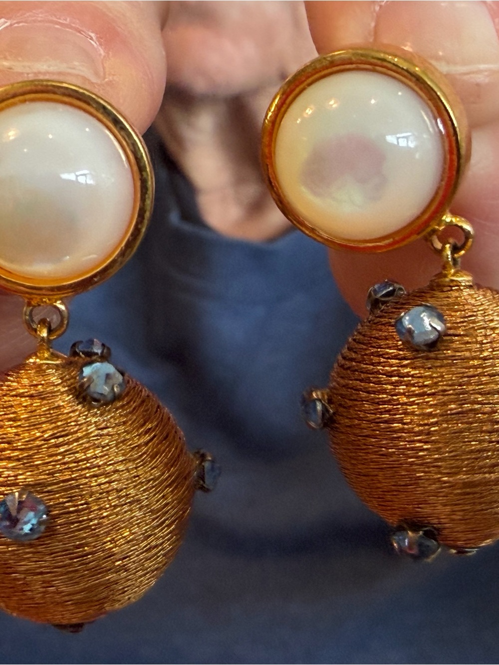 Lizzie Fortunato Gold-Tone Pearl & Wrapped Thread Drop Earrings - White and Gold - Picture 2 of 2